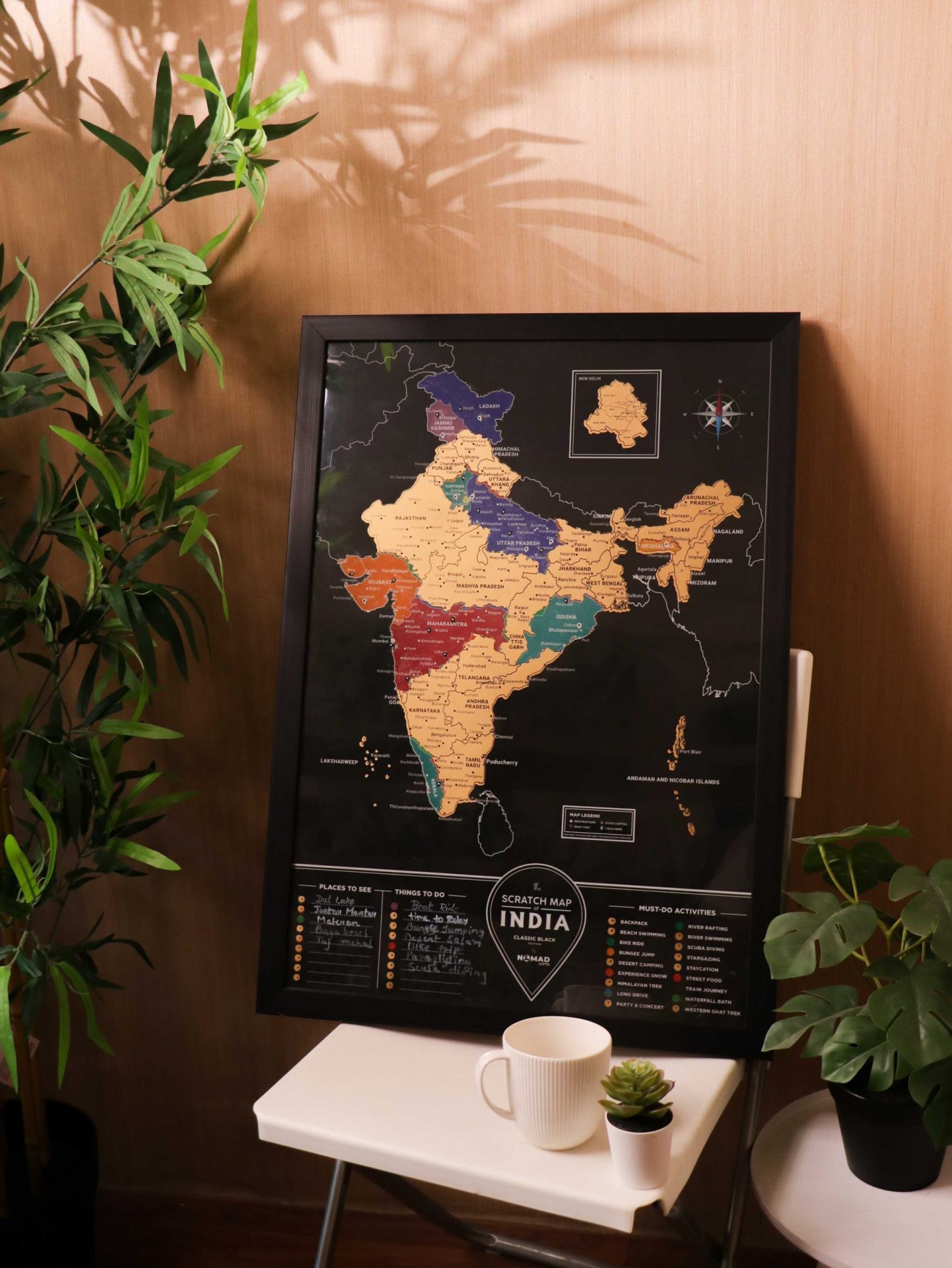 India Travel Scratch Map - Classic Black Edition
